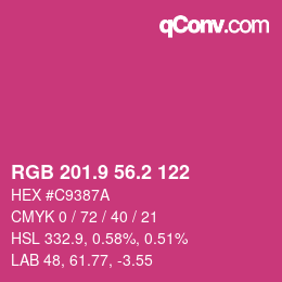 カラーコード: RGB 201.9 56.2 122 | qconv.com