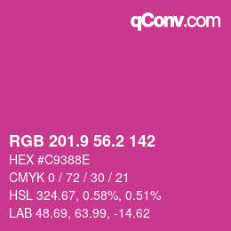 カラーコード: RGB 201.9 56.2 142 | qconv.com