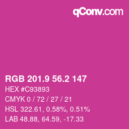 カラーコード: RGB 201.9 56.2 147 | qconv.com