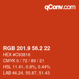 カラーコード: RGB 201.9 56.2 22 | qconv.com
