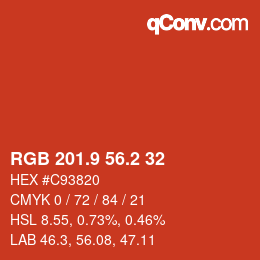 Color code: RGB 201.9 56.2 32 | qconv.com