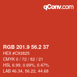 カラーコード: RGB 201.9 56.2 37 | qconv.com