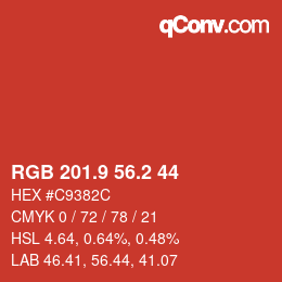 カラーコード: RGB 201.9 56.2 44 | qconv.com