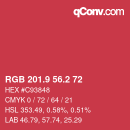 カラーコード: RGB 201.9 56.2 72 | qconv.com