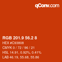 カラーコード: RGB 201.9 56.2 8 | qconv.com