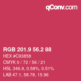 カラーコード: RGB 201.9 56.2 88 | qconv.com