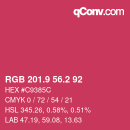 カラーコード: RGB 201.9 56.2 92 | qconv.com