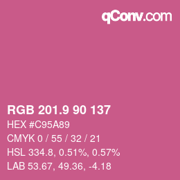カラーコード: RGB 201.9 90 137 | qconv.com