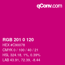 カラーコード: RGB 201 0 120 | qconv.com
