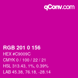 カラーコード: RGB 201 0 156 | qconv.com