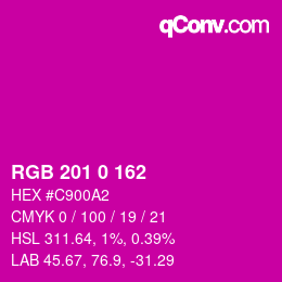 Color code: RGB 201 0 162 | qconv.com