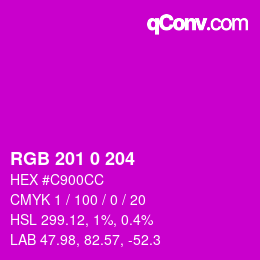 Color code: RGB 201 0 204 | qconv.com