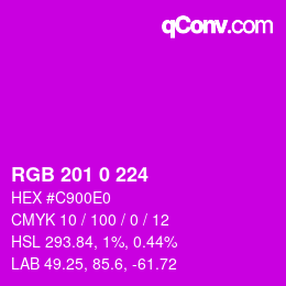 Color code: RGB 201 0 224 | qconv.com