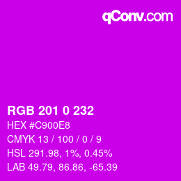 カラーコード: RGB 201 0 232 | qconv.com