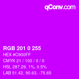 Color code: RGB 201 0 255 | qconv.com