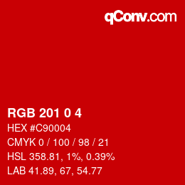 Color code: RGB 201 0 4 | qconv.com