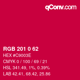 Color code: RGB 201 0 62 | qconv.com
