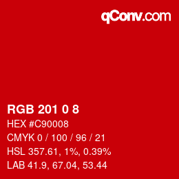 カラーコード: RGB 201 0 8 | qconv.com