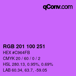 Color code: RGB 201 100 251 | qconv.com