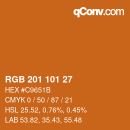 Color code: RGB 201 101 27 | qconv.com