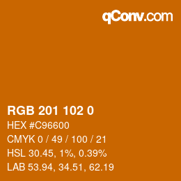 Color code: RGB 201 102 0 | qconv.com