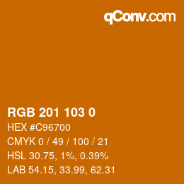 Color code: RGB 201 103 0 | qconv.com