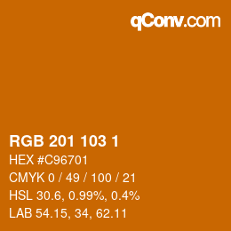 カラーコード: RGB 201 103 1 | qconv.com