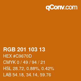 Color code: RGB 201 103 13 | qconv.com