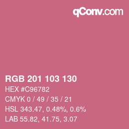 Color code: RGB 201 103 130 | qconv.com
