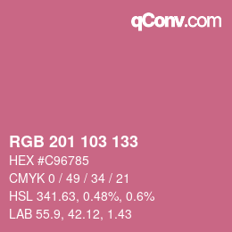 Color code: RGB 201 103 133 | qconv.com