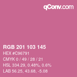 カラーコード: RGB 201 103 145 | qconv.com
