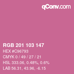 Color code: RGB 201 103 147 | qconv.com