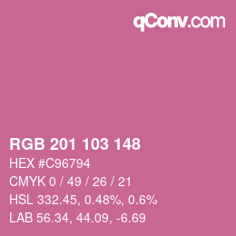 Color code: RGB 201 103 148 | qconv.com