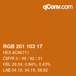 カラーコード: RGB 201 103 17 | qconv.com