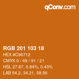 カラーコード: RGB 201 103 18 | qconv.com