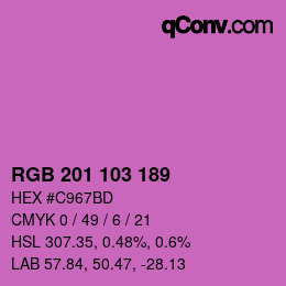 Color code: RGB 201 103 189 | qconv.com