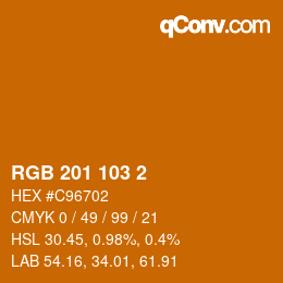 Color code: RGB 201 103 2 | qconv.com