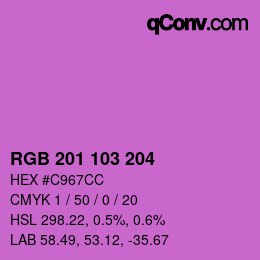 カラーコード: RGB 201 103 204 | qconv.com
