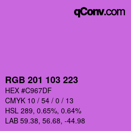 Color code: RGB 201 103 223 | qconv.com