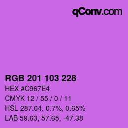 カラーコード: RGB 201 103 228 | qconv.com