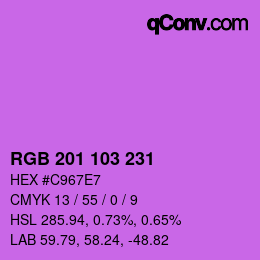 Color code: RGB 201 103 231 | qconv.com