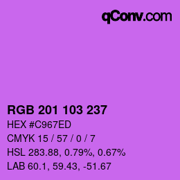 カラーコード: RGB 201 103 237 | qconv.com
