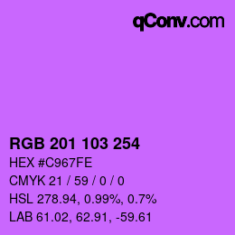 カラーコード: RGB 201 103 254 | qconv.com