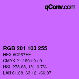 Color code: RGB 201 103 255 | qconv.com