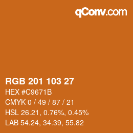 Color code: RGB 201 103 27 | qconv.com