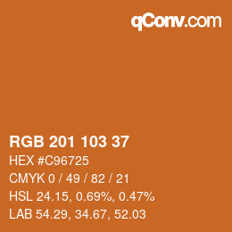 カラーコード: RGB 201 103 37 | qconv.com