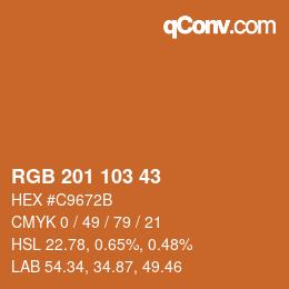 Color code: RGB 201 103 43 | qconv.com