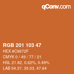 Color code: RGB 201 103 47 | qconv.com