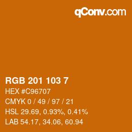 Color code: RGB 201 103 7 | qconv.com