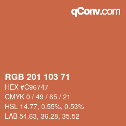 Color code: RGB 201 103 71 | qconv.com